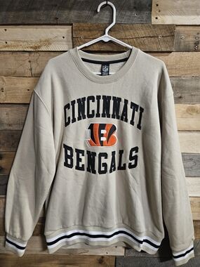NFL Cincinnati Bengals Tan Crewneck Sweatshirt with Orange & Black Logo